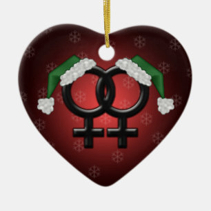 GLBT Xmas - Lesbian Red Ceramic Tree Decoration
