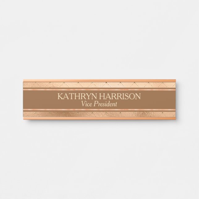 Gleaming Brown Gold Professional Name Plate (Front)