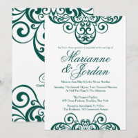 Gleaming Emerald Green Ornate Wedding Invitations