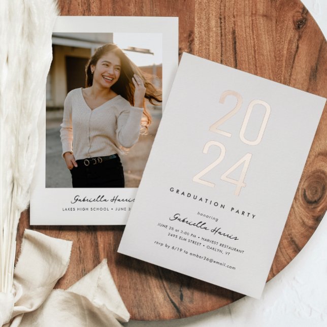 Gleaming Grad 2024 | Rose Gold Photo Graduation (Gleaming Grad 2024 | Graduation Photo Announcement)