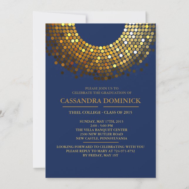 Gleaming Grad Blue Invitation Custom (Front)