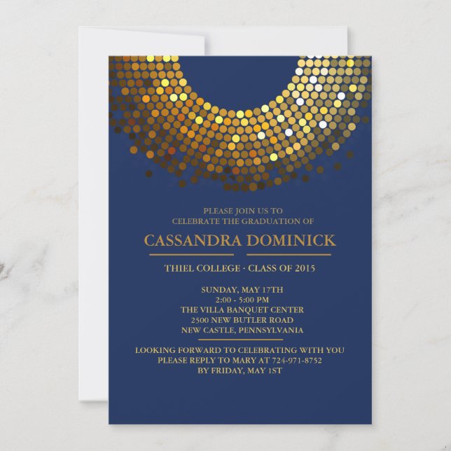 Gleaming Grad Blue Invitation Custom (Front)