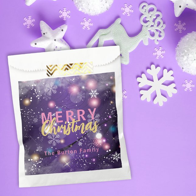 Gleaming Purple Winter Wonderland Merry Christmas Favour Bags (Creator Uploaded)