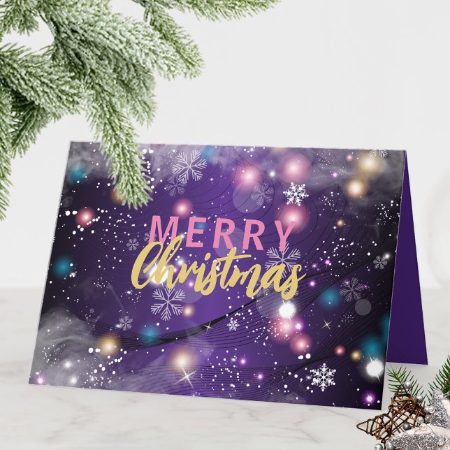 Gleaming Purple Winter Wonderland Merry Christmas Holiday Card (Creator Uploaded)
