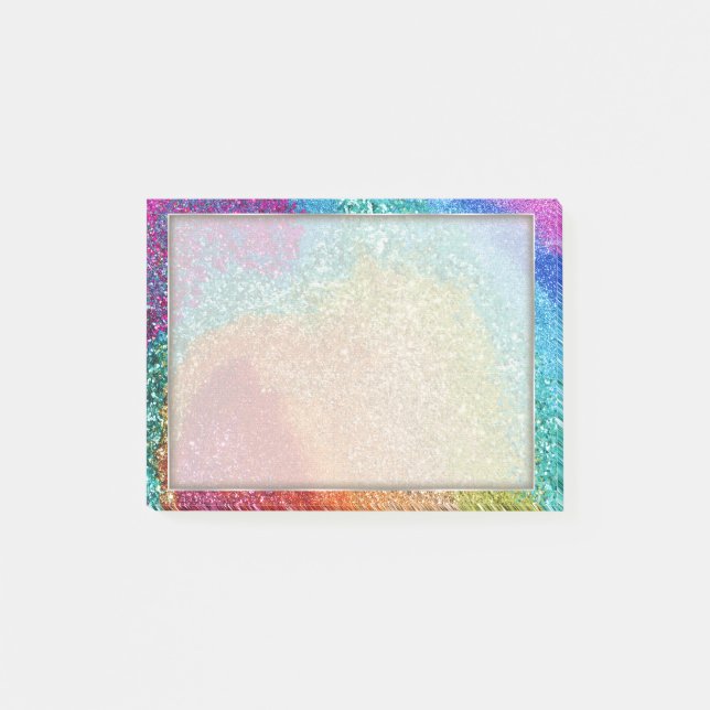 Gleaming Rainbow Glitter Swirl Post-it Notes (Front)