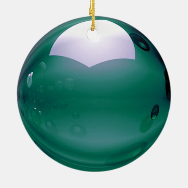 Gleaming sphere in deep green ceramic ornament (Back)