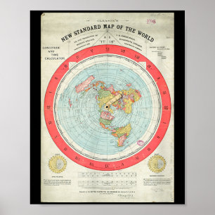 Gleason's New Standard Map Of The World - Flat Ear Poster
