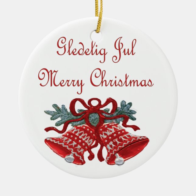 Gledelig Jul Ceramic Tree Decoration (Front)