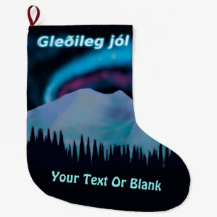 Gleðileg jól - Blue Aurora Large Christmas Stocking