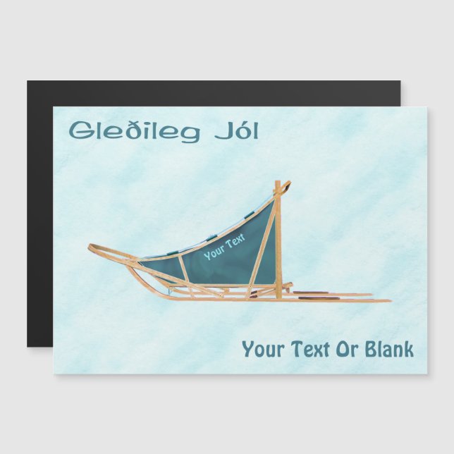 Gleðileg Jól - Dog Sled On Snow (Front/Back)