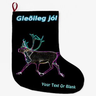 Gleðileg jól - Electric Caribou Large Christmas Stocking