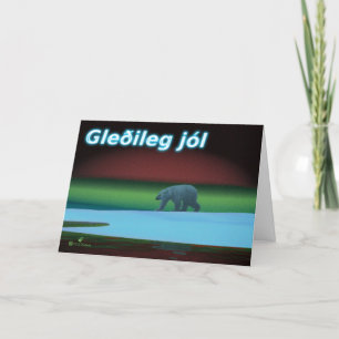Gleðileg Jól - Polar Lights Polar Bear Holiday Card