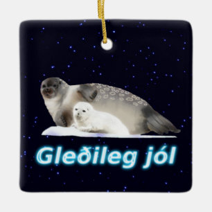 Gleðileg Jól - Ringed Seal Ceramic Tree Decoration