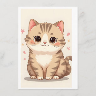 Gleeful Cat: Sweet Kawaii Kitten Art for Any Room Enclosure Card