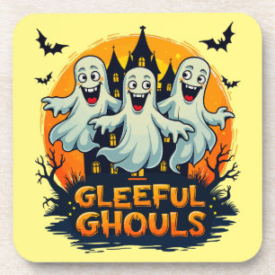 Gleeful Ghouls Fun Halloween Ghost Artwork Coaster
