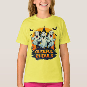 Gleeful Ghouls Fun Halloween Ghost Artwork T-Shirt