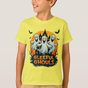 Gleeful Ghouls   Fun Halloween Ghost Artwork T-Shirt