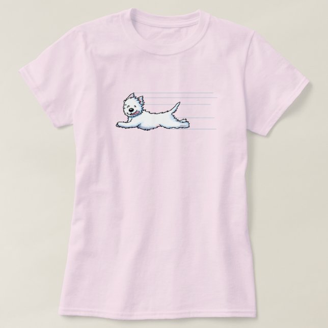 Gleeful Running Westie T-Shirt (Design Front)