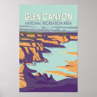 Glen Canyon Lake Powell Travel Art Vintage