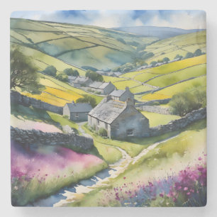 "Glen Garlands" Landscape Yorkshire Dales Scene Stone Coaster