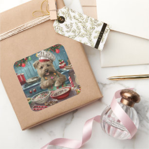 Glen of Imaal Terrier Holiday Baking: Festive Square Sticker