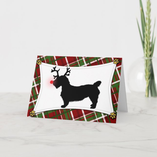 Glen of Imaal Terrier Reindeer Christmas Card (Front)