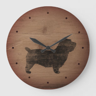 Glen of Imaal Terrier Silhouette Rustic Style Large Clock