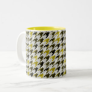Glen Plaid. Black and mustard. Two-Tone Coffee Mug