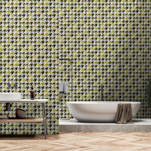 Glen Plaid. Black and mustard. Wallpaper