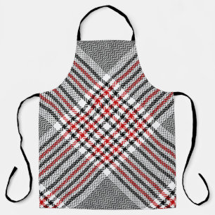 Glen plaid pattern. Black, red, white seamless tar Apron