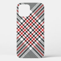 Glen plaid pattern. Black, red, white seamless tar