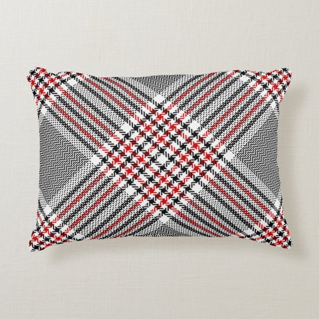 Glen plaid pattern. Black, red, white seamless tar Decorative Cushion (Front)