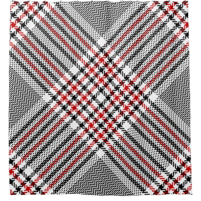 Glen plaid pattern. Black, red, white seamless tar Shower Curtain (Front)