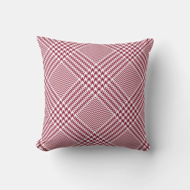 Glen plaid pattern bright in red and white. Seamle Cushion (Front)