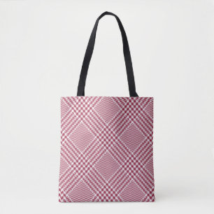 Glen plaid pattern bright in red and white. Seamle Tote Bag