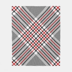 Glen Plaid Red Black Tweed Fleece Blanket