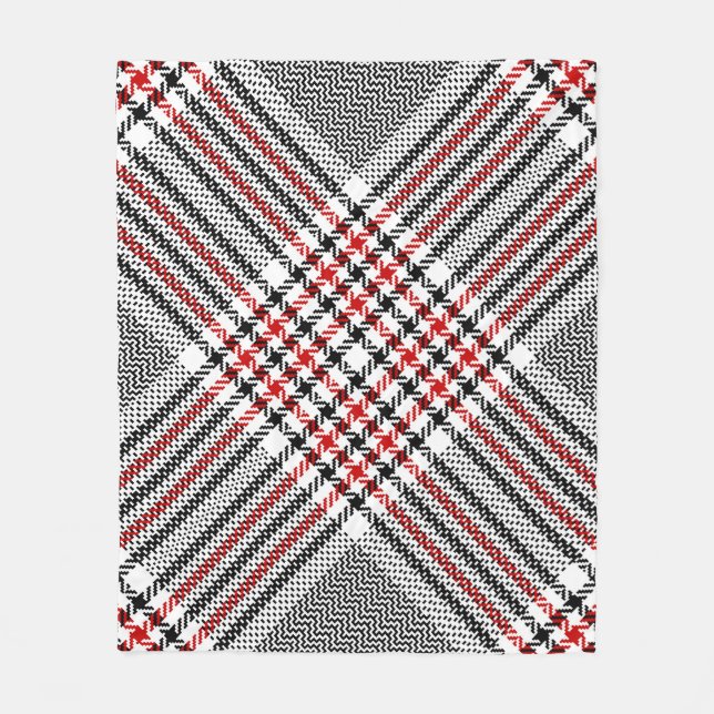 Glen Plaid Red Black Tweed Fleece Blanket (Front)