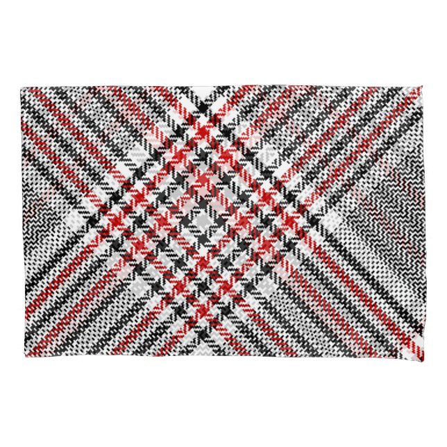 Glen Plaid Red Black Tweed Pillowcase (Front)