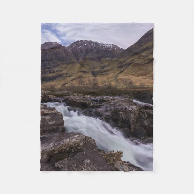 Glencoe Coe River Waterfall Fleece Blanket (Front)