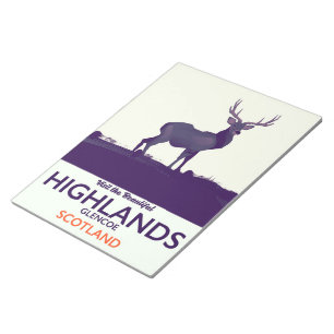 Glencoe, Scottish Highlands vacation print. Notepad