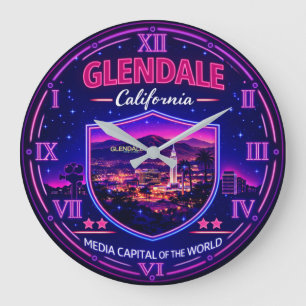 Glendale California Urban Lights Large Clock