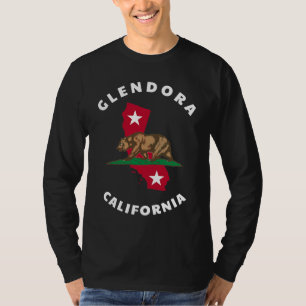 Glendora California CA Flag and Bear Badge Souveni T-Shirt