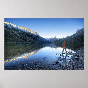Glenns Lake Sunset - Glacier National Park Poster