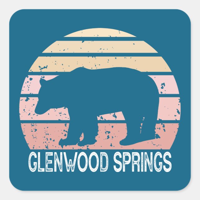 Glenwood Springs Colorado Retro Bear Square Sticker (Front)