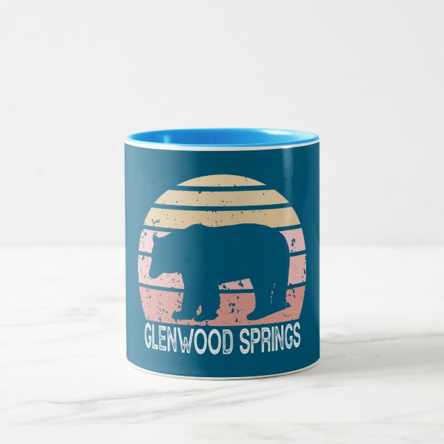 Glenwood Springs Colorado Retro Bear Two-Tone Coffee Mug (Center)
