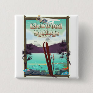 Glenwood Springs Colorado Ski poster. 15 Cm Square Badge