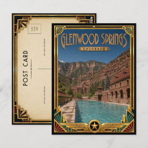 Glenwood Springs Colorado Vintage Art Deco Golden Postcard