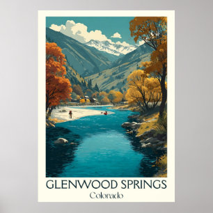 Glenwood Springs Colorado Vintage River Travel Art Poster