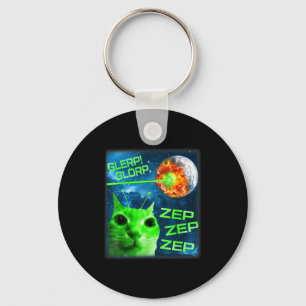 Glerp Glorp Funny Alien Cat Brainrot Meme  Key Ring