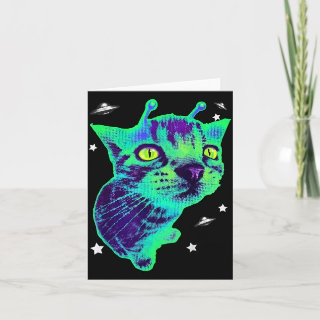 Glerp Glorp Funny Alien Cat Meme Gnarp Cat Silly A Card (Front)